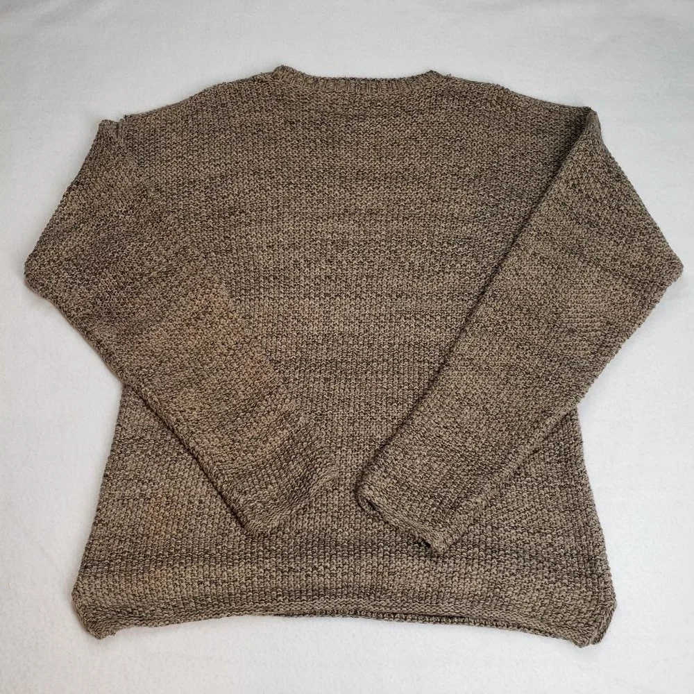 GAP Womens 90s Chunky Knit Crew Neck Sweater Linen Size Medium Oatmeal Neutral - Picture 2 of 16